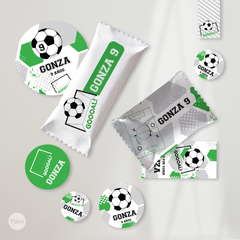 Kit Imprimible futbol pelota verde blanco negro candy bar