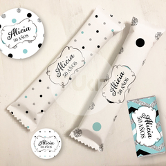 Kit imprimible glitter negro blanco plata menta mint tukit