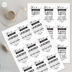 Kit imprimible etiquetas anti resaca blanco y negro tukit - tienda online
