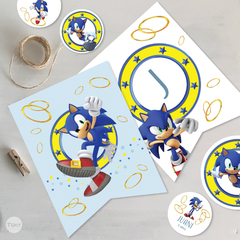 kit imprimible sonic, cumpleaños, birthday sonic, aro sonic, bolsas y cartel sonic