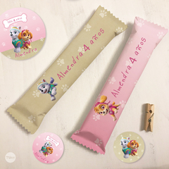 Imagen de Kit imprimible patrulla de cachorros paw patrol rosa pink beige candy bar