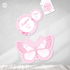 Kit imprimible mariposas rosas plata candy bar tukit