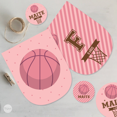 Kit imprimible basket basquet basketball rosa candy bar tukit
