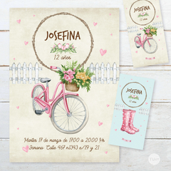 Imagen de Kit imprimible bicicleta flores jardin tukit