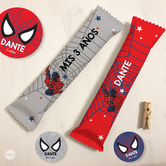 Kit imprimible hombre araña spiderman candy bar - tienda online