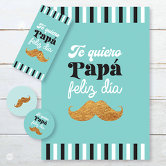 Imagen de Kit imprimible decoracion dia del padre bigote tukit