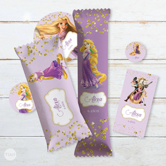 Imagen de Kit imprimible rapunzel princesas candy bar edit pdf tukit