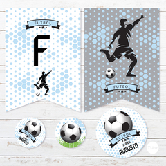 Kit imprimible futbol celeste blanco candy bar tukit - tienda online