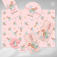 Kit imprimible el principito little prince rosa candy bar tukit