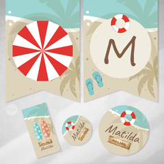 Kit imprimible playa verano summer beach candy bar tukit - comprar online