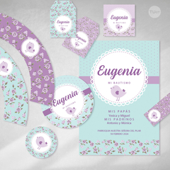 Kit imprimible pajarito flores violeta agua candy bar tukit - comprar online