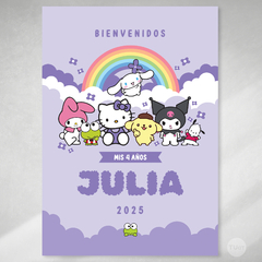 Imagen de Kit imprimible kitty kawaii y sus amigos lila violeta tukit