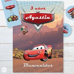 Kit imprimible cars rayo mcqueen autos candy bar tukit