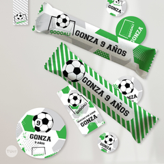 Kit Imprimible futbol pelota verde blanco negro candy bar
