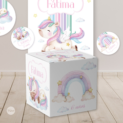 unicorn party bundle, cumpleaños, rayas pasteles, arcoiris