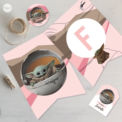 Kit imprimible baby yoda rosa tukit - comprar online
