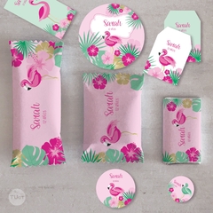 Kit imprimible flamencos candy bar tukit