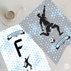 Banderines imprimibles cumpleaños futbol celeste blanco tukit - comprar online
