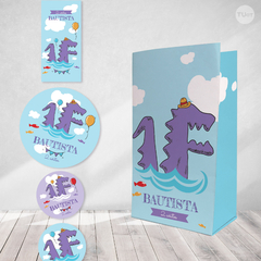 Kit imprimible monstruo de la laguna celeste lila candy bar tukit