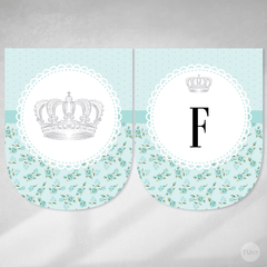 Kit imprimible coronita plata flores tiffany candy bar tukit - comprar online