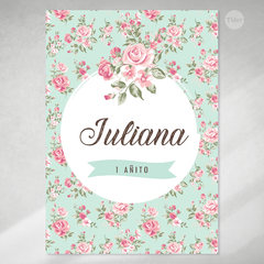 Kit imprimible shabby chic flores agua rosa candy bar tukit