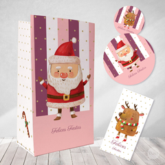 Kit imprimible navidad felices fiestas merry christmas rosa violeta tukit - comprar online