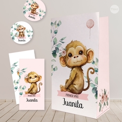 Kit imprimible monos monito flores acuarela tukit - comprar online