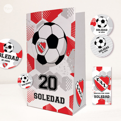 Kit imprimible futbol pelota independiente rojo candy bar tukit - comprar online
