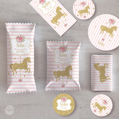 Kit imprimible carousel calesita glitter candy bar tukit - TuKit