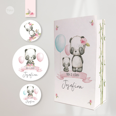 Kit imprimible oso panda flores acuarela candy bar tukit - comprar online