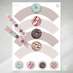 Kit imprimible donas donuts rosquillas acuarela candy bar tukit en internet