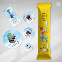 Kit imprimible pokemon cumpleaños cielo candy bar en internet