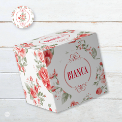 Kit imprimible shabby chic flor roja candy bar tukit - comprar online