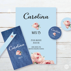 Kit imprimible textura jean flores rositas candy bar en internet