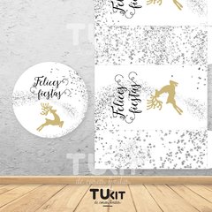 Kit imprimible felices fiestas navidad año nuevo glitter plata plateado tukit - tienda online