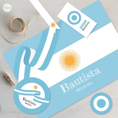 Kit imprimible bandera argentina celeste y blanca candy bar