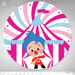 Banner circular imprimible circo carpa globos plim plim rosa tukit - comprar online