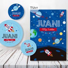 Kit imprimible espacio planetas cohetes candy bar tukit - tienda online