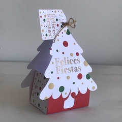 Cajita abierta decorativa golosinera dots imprimible felices fiestas navidad souvenir tukit