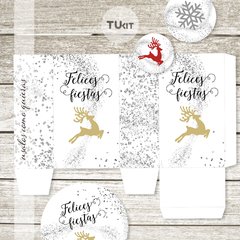 Kit imprimible felices fiestas navidad año nuevo glitter plata plateado tukit - tienda online