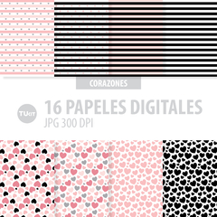 Papeles digitales imprimibles textura corazones tukit - comprar online
