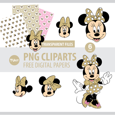 Papeles digitales imprimibles minnie glitter tukit