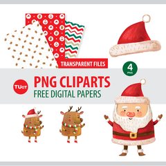 Papeles digitales imprimibles navidad felices fiestas papa noel tukit