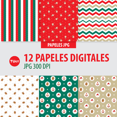 Papeles digitales imprimibles navidad felices fiestas papa noel tukit - comprar online