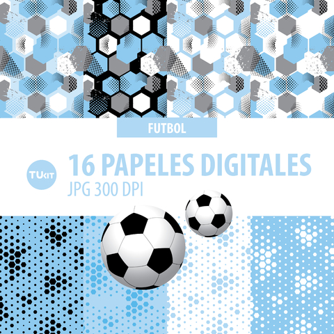 Papeles digitales imprimibles futbol celeste blanco tukit
