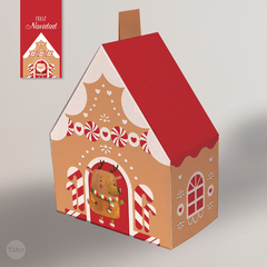 Casita imprimible deco navidad felices fiestas souvenir roja tukit