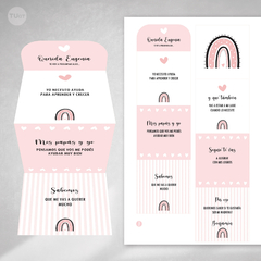 Caja imprimible con solapas tarjeta desplegable rosa tukit en internet
