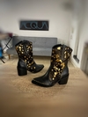 Bota Dublín cuero negro y pelo dorado