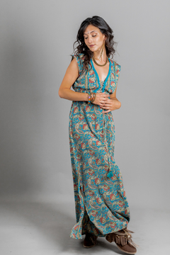 VESTIDO LARGO LAKSHMI TURQUESA - comprar online