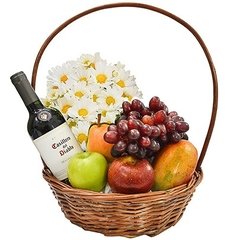 Cesta Frutas e Vinho Vip